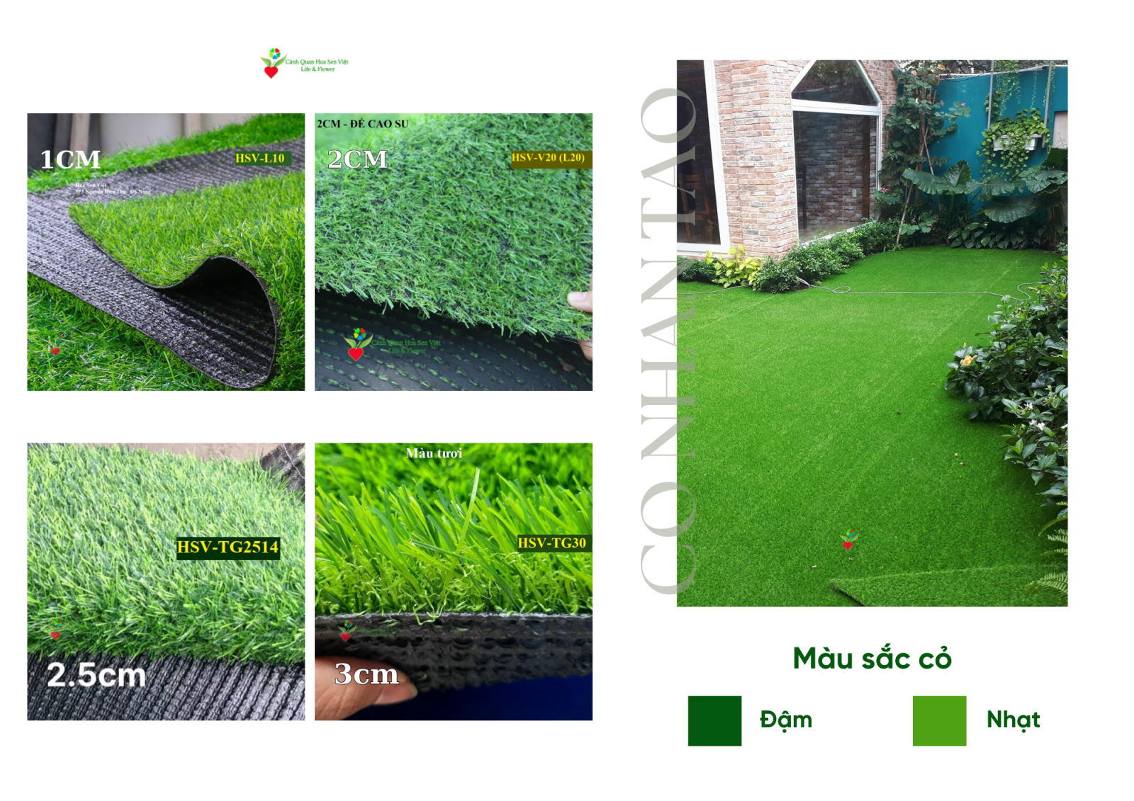 Thảm cỏ nhân tạo 2cm 2 lớp - Cửa hàng thảm cỏ nhân tạo giá rẻ Đà Nẵng
